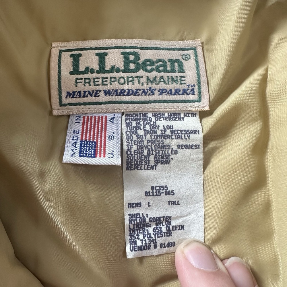 Vtg LL Bean Maine Wardens Parka Jacket Green Goretex Thinsulate USA Made L‎ Tall - Picture 4 of 11